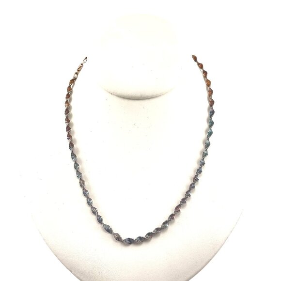Twisted Chain Made In Italy Necklace 18" With Twist Design In Two-Tone Metal Fin - Picture 1 of 8